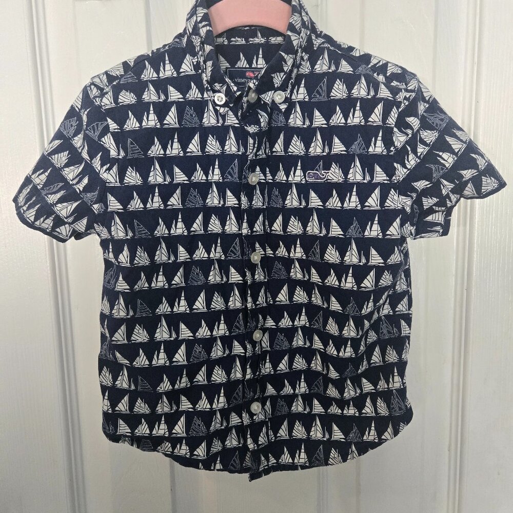 Vineyard Vines 3t Boat Parade Navy Short Sleeve Button Down